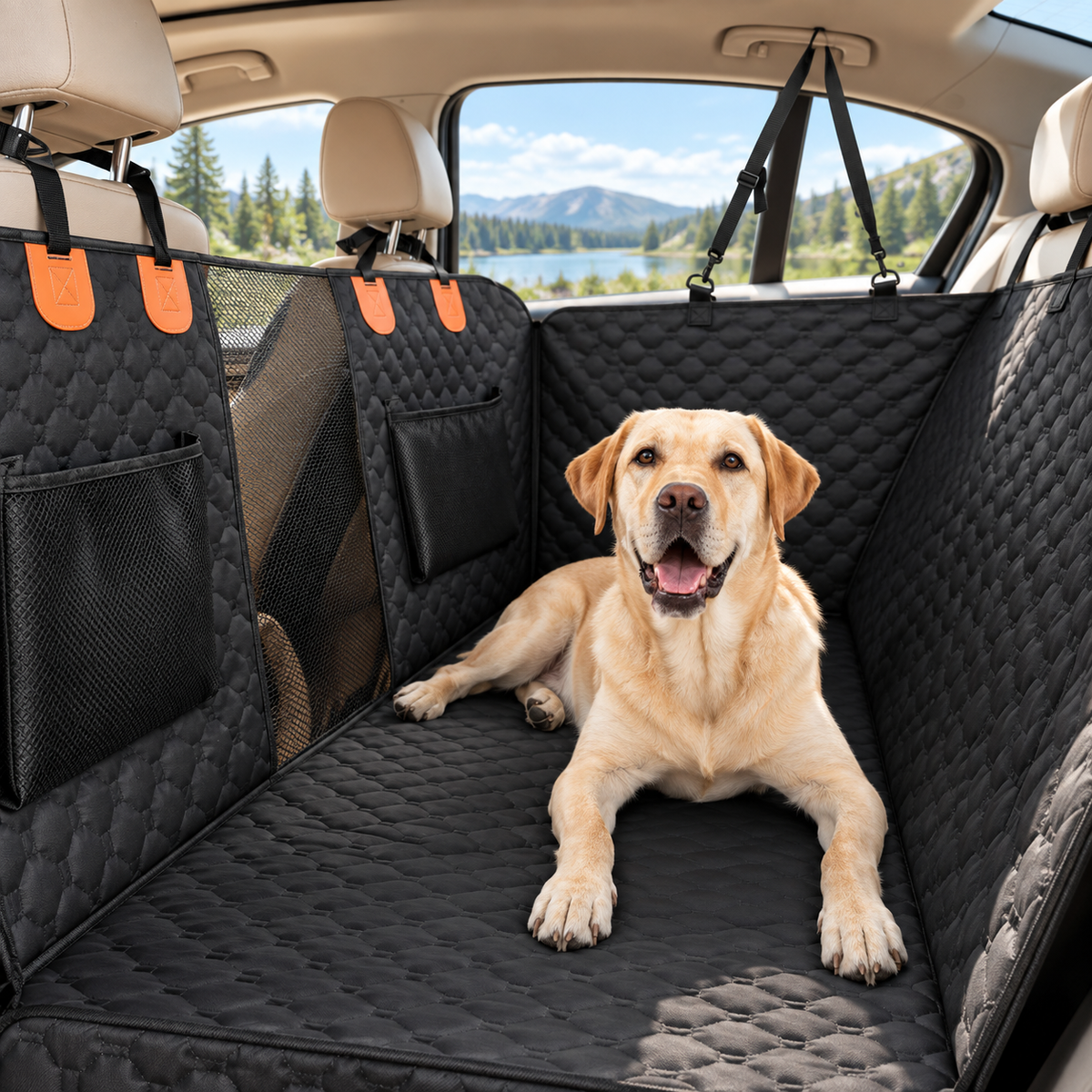 Hard Bottom Dog Car Seat Cover – Waterproof Back Seat Extender