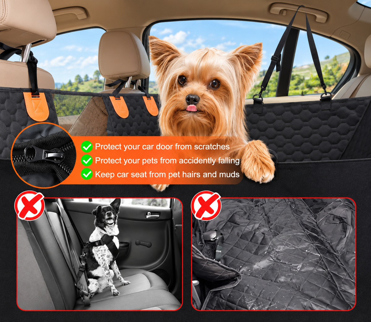Hard Bottom Dog Car Seat Cover – Waterproof Back Seat Extender
