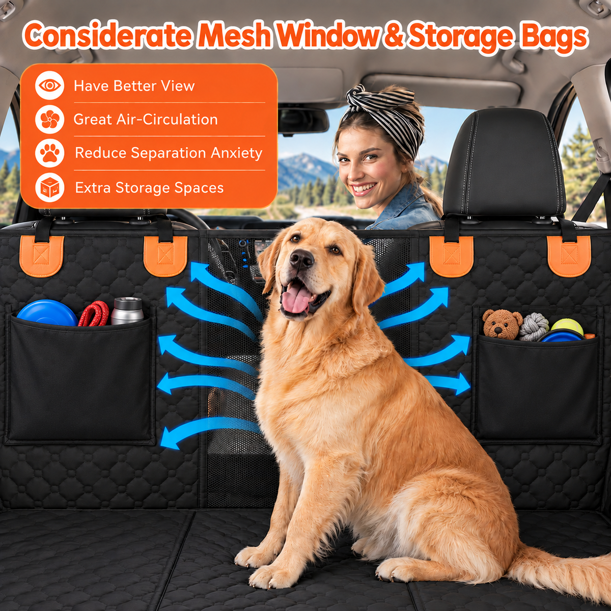 Hard Bottom Dog Car Seat Cover – Waterproof Back Seat Extender